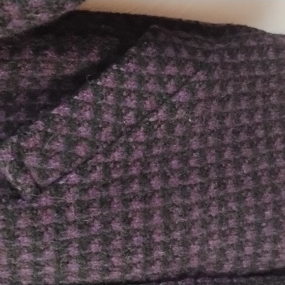 Vintage Fashions By Jill Leather And Wool Women's Black and Purple Coat 80s - Picture 6 of 16